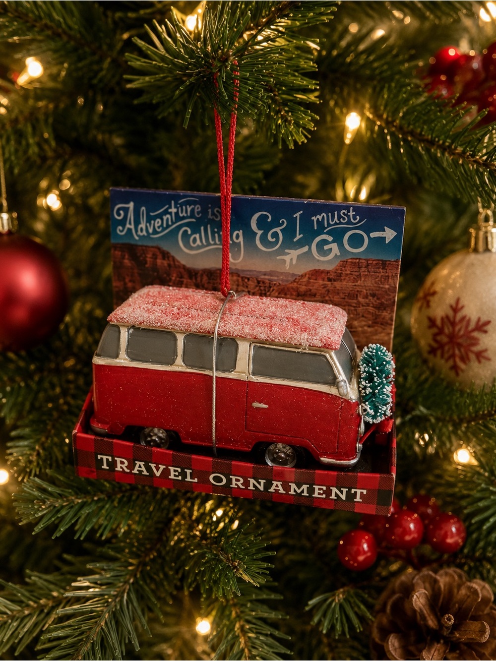 Red Van Camper Life‎ Holiday Travel Ornament